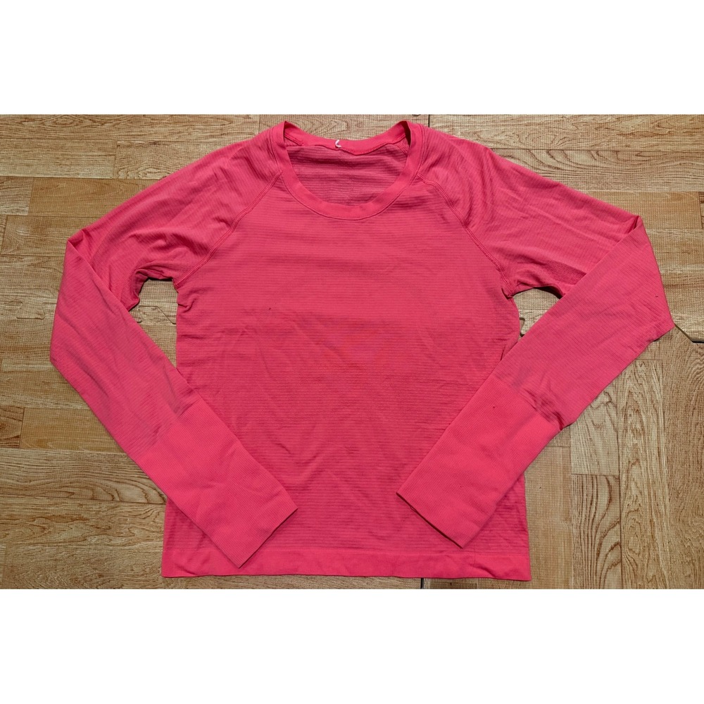 Lululemon Swiftly Tech Long Sleeve Crew Pink Workout Top Thumbholes Size 4